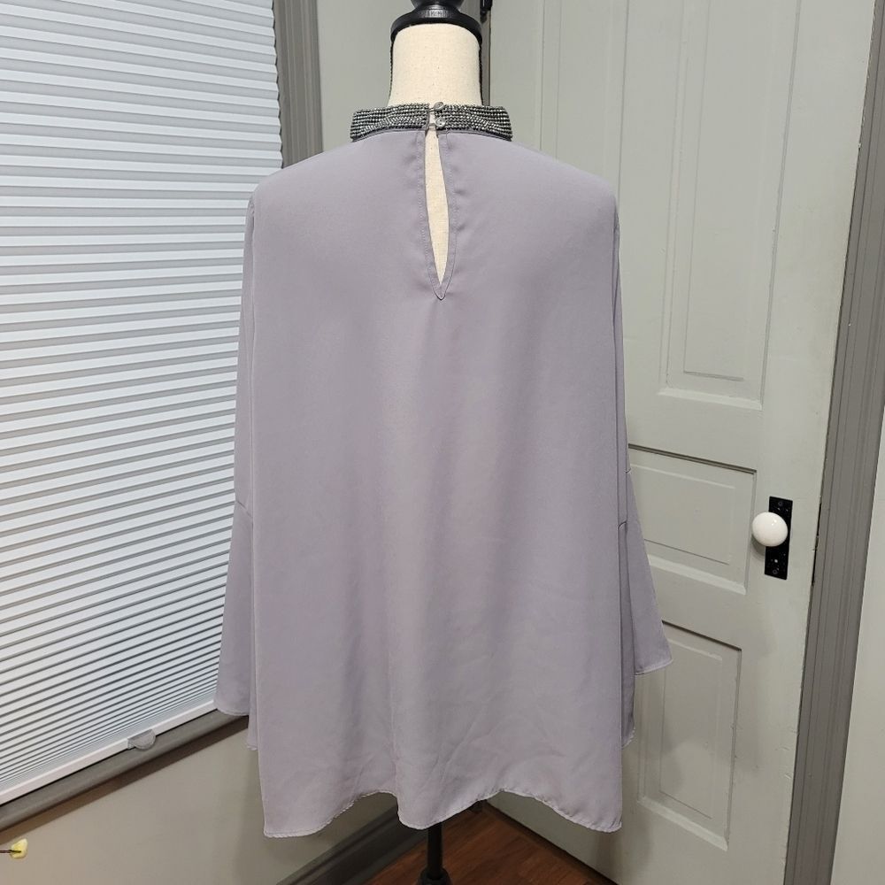 LANE Bryant Beaded choker Neckline Chiffon Blouse - Picture 6 of 7
